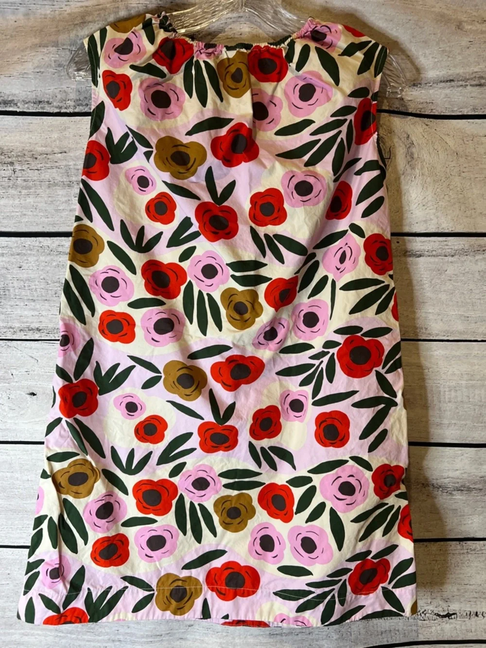 Uniqlo Marimekko Pink Floral Sleeveless Shift Dress 100% Cotton Size 140 Flowers
